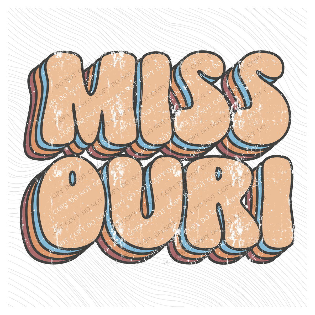 Missouri Groovy Stacked Distressed in Boho Neutrals Digital Design, PNG