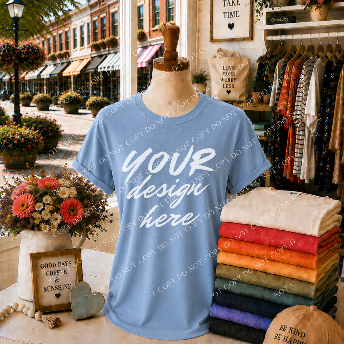 Blank Everyday Boutique Mockup, Comfort Colors 1717 China Blue
