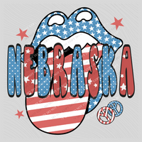 Nebraska Patriotic Lips & Tongue Digital Design, PNG