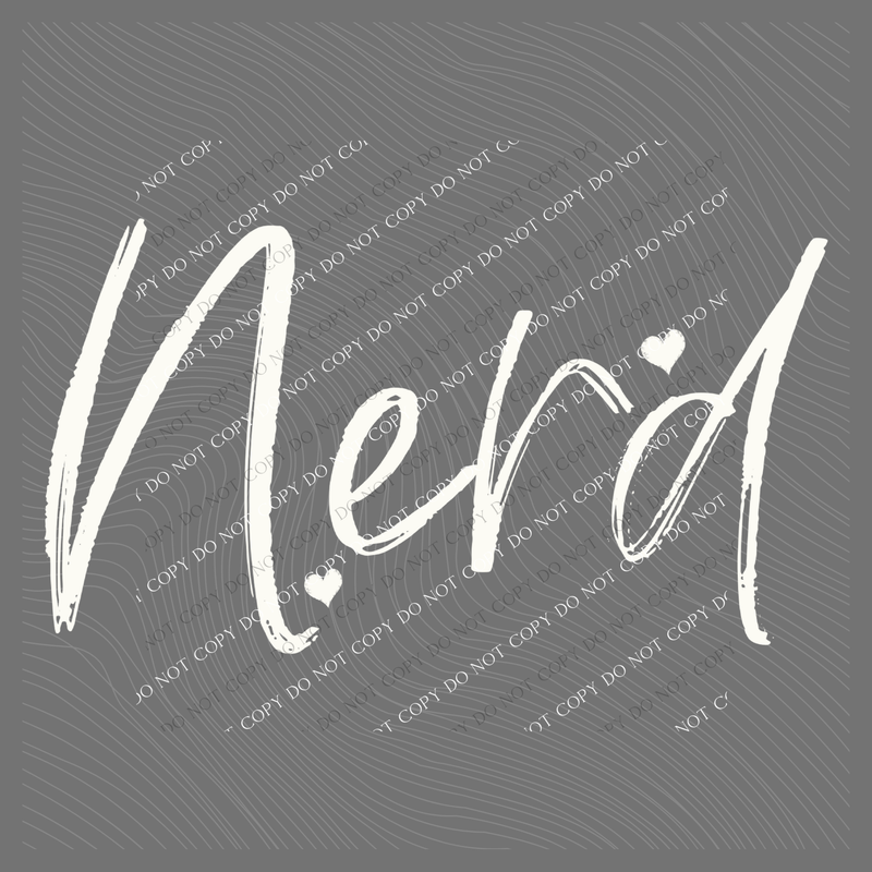 Nerd Sketched Script Hearts in Off-white Digital Design, PNG