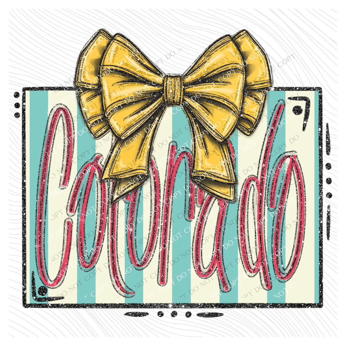 Colorado Glitter Bow & Stripes Coquette Digital Design, PNG