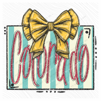 Colorado Glitter Bow & Stripes Coquette Digital Design, PNG