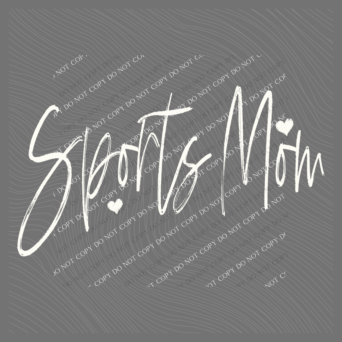 Sports Mom Sketched Script Hearts in Off-white Digital Design, PNG