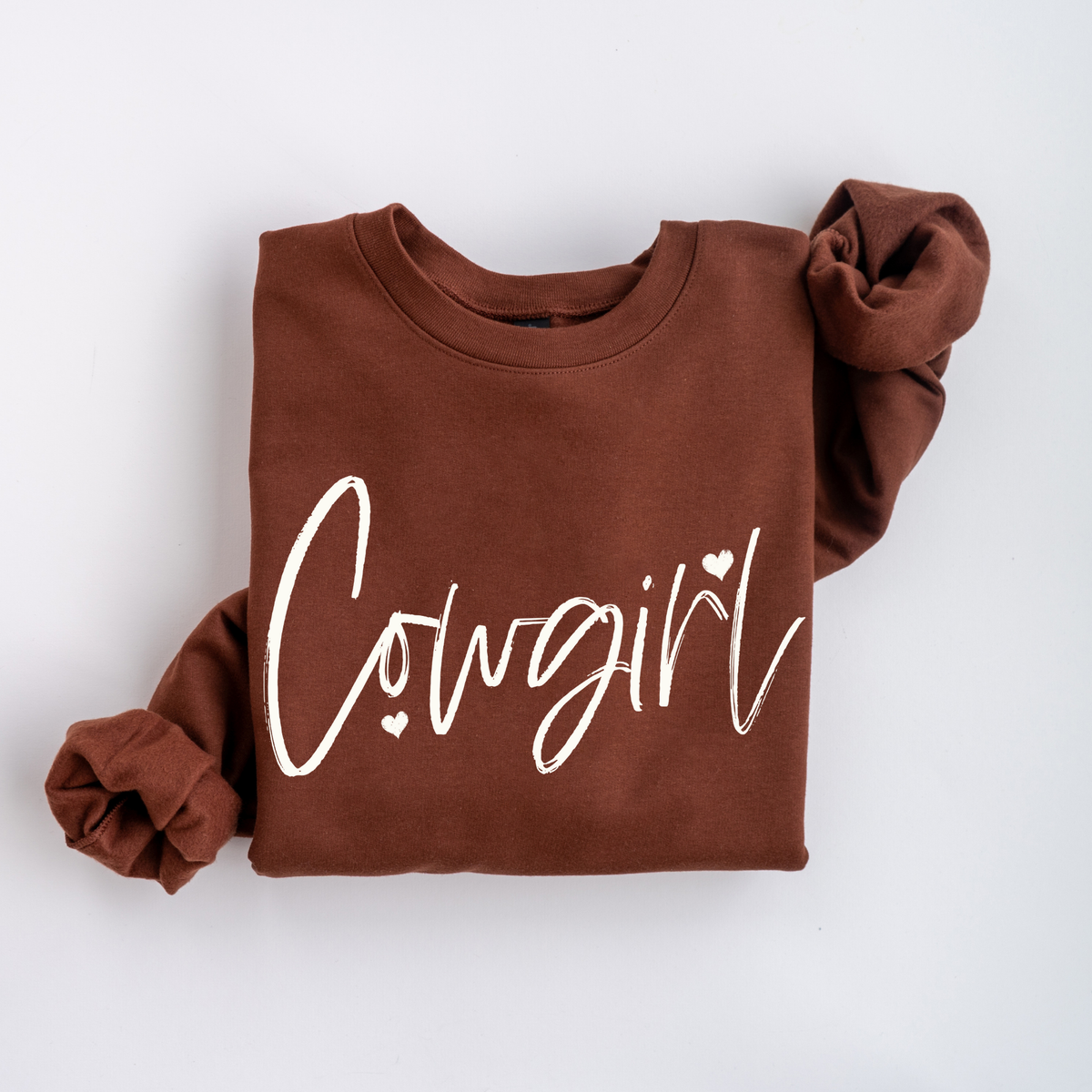 Cowgirl Sketched Script Hearts in Off-white Digital Design, PNG