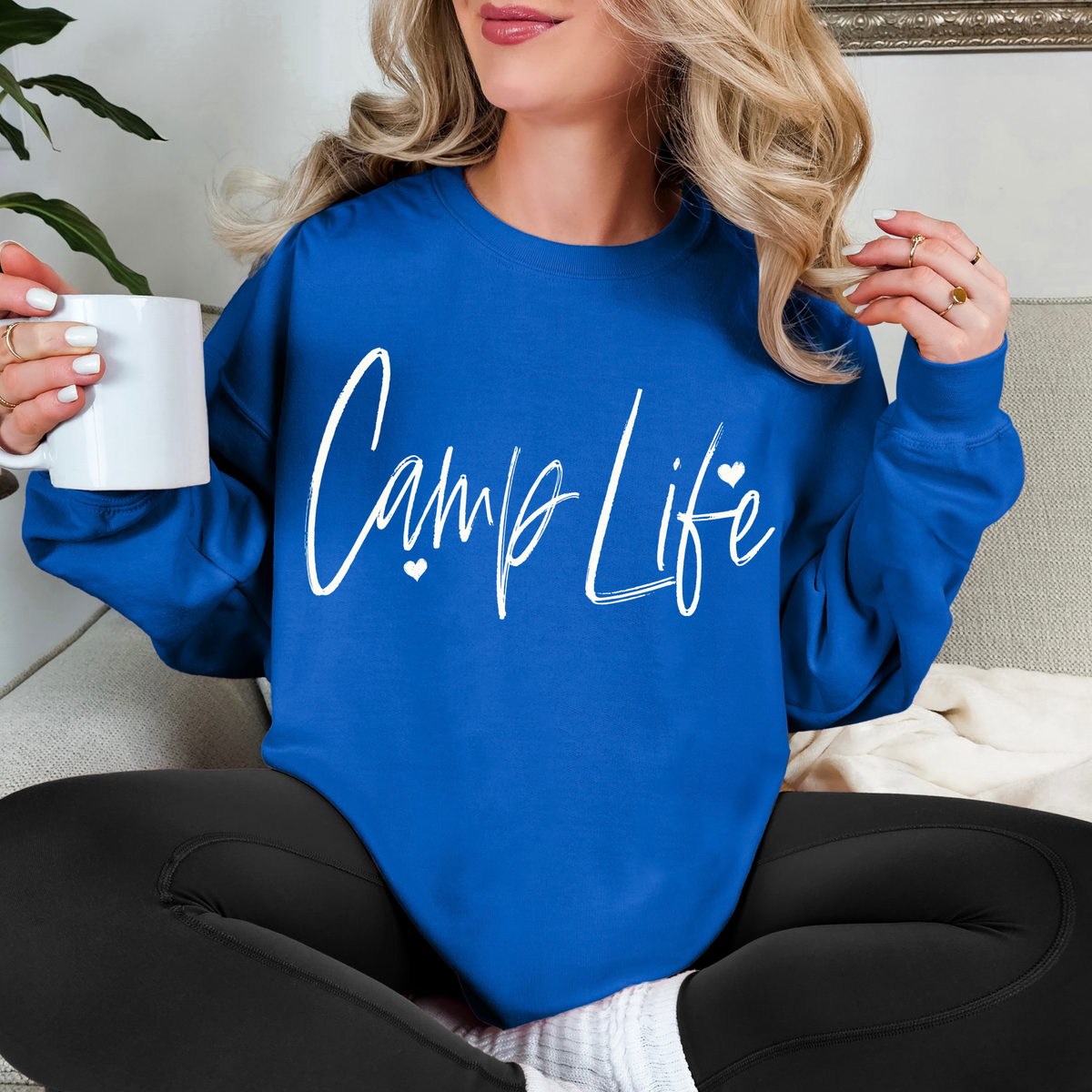 Camp Life Sketched Script Hearts in Off-white Digital Design, PNG
