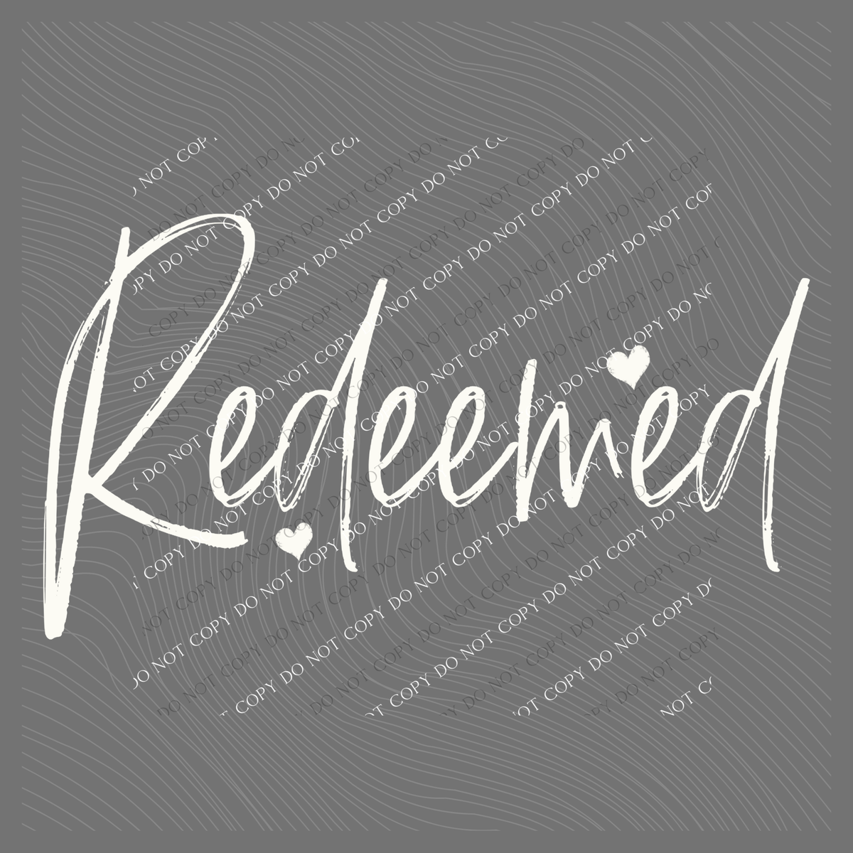 Redeemed Sketched Script Hearts in Off-white Digital Design, PNG