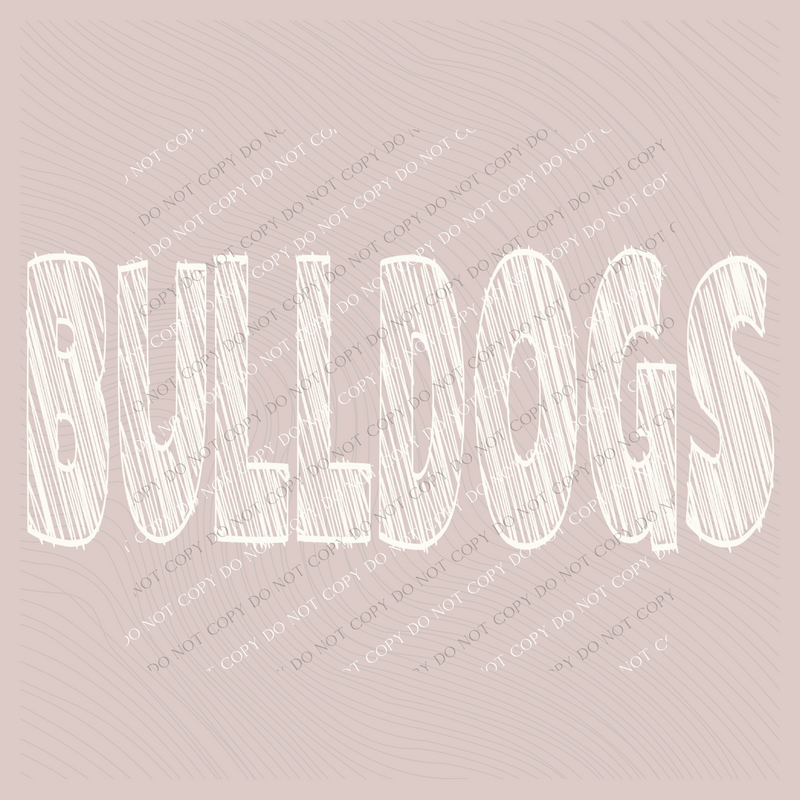 Bulldogs Scribble in Cream White Digital Design, PNG