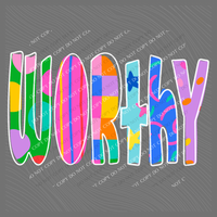 Worthy Color Pop Doodle Digital Design, PNG