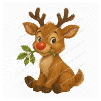 Cute Reindeer with Mistletoe Faux Tinsel Christmas Digital Download, PNG