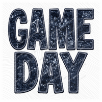 Game Day Faux Embroidery Sequin in Navy Digital Design, PNG