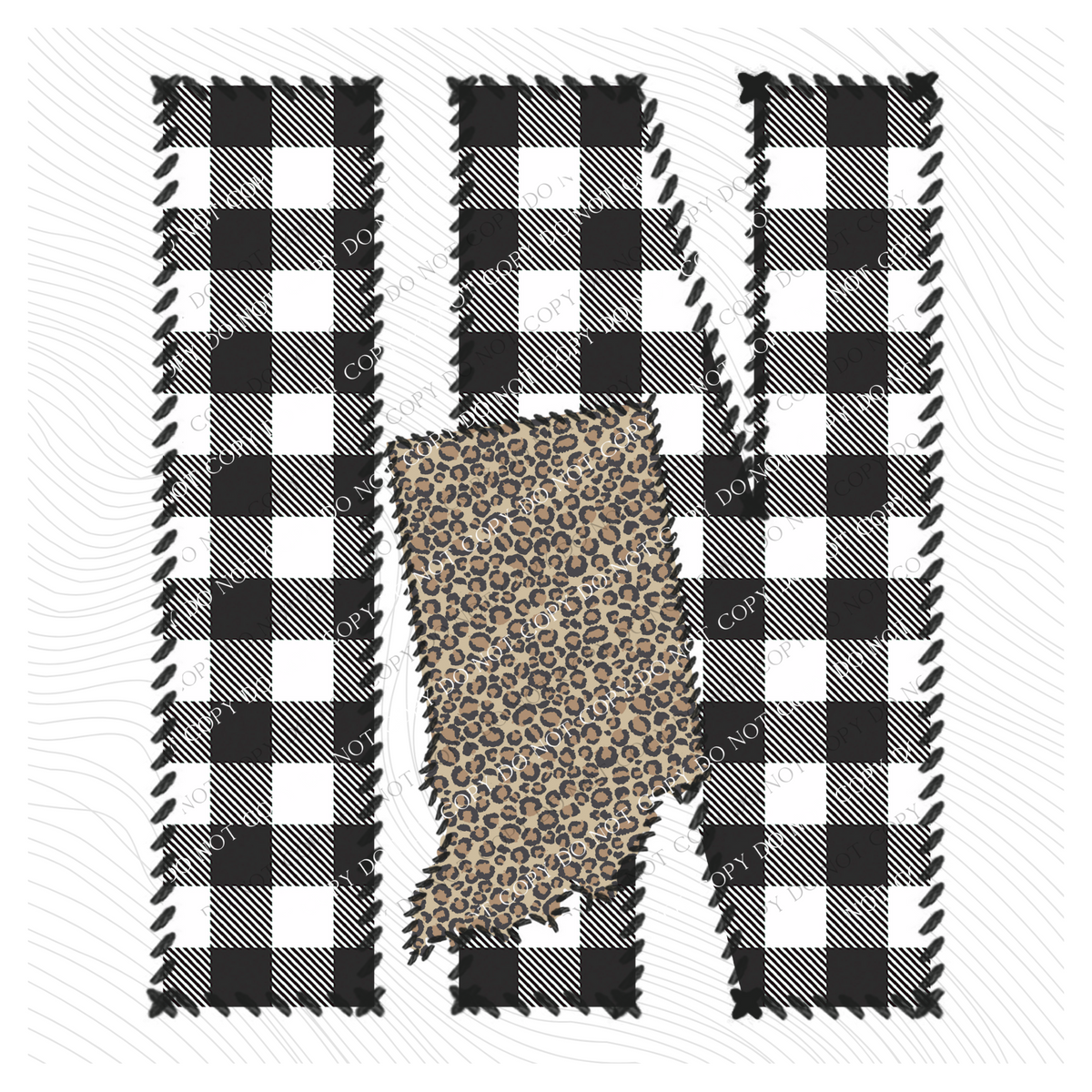 Indiana IN Stitched Buffalo Plaid & Leopard State Patch Digital Design, PNG