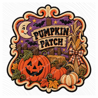 Pumpkin Patch Fall Faux Chenille Patch Digital Design, PNG