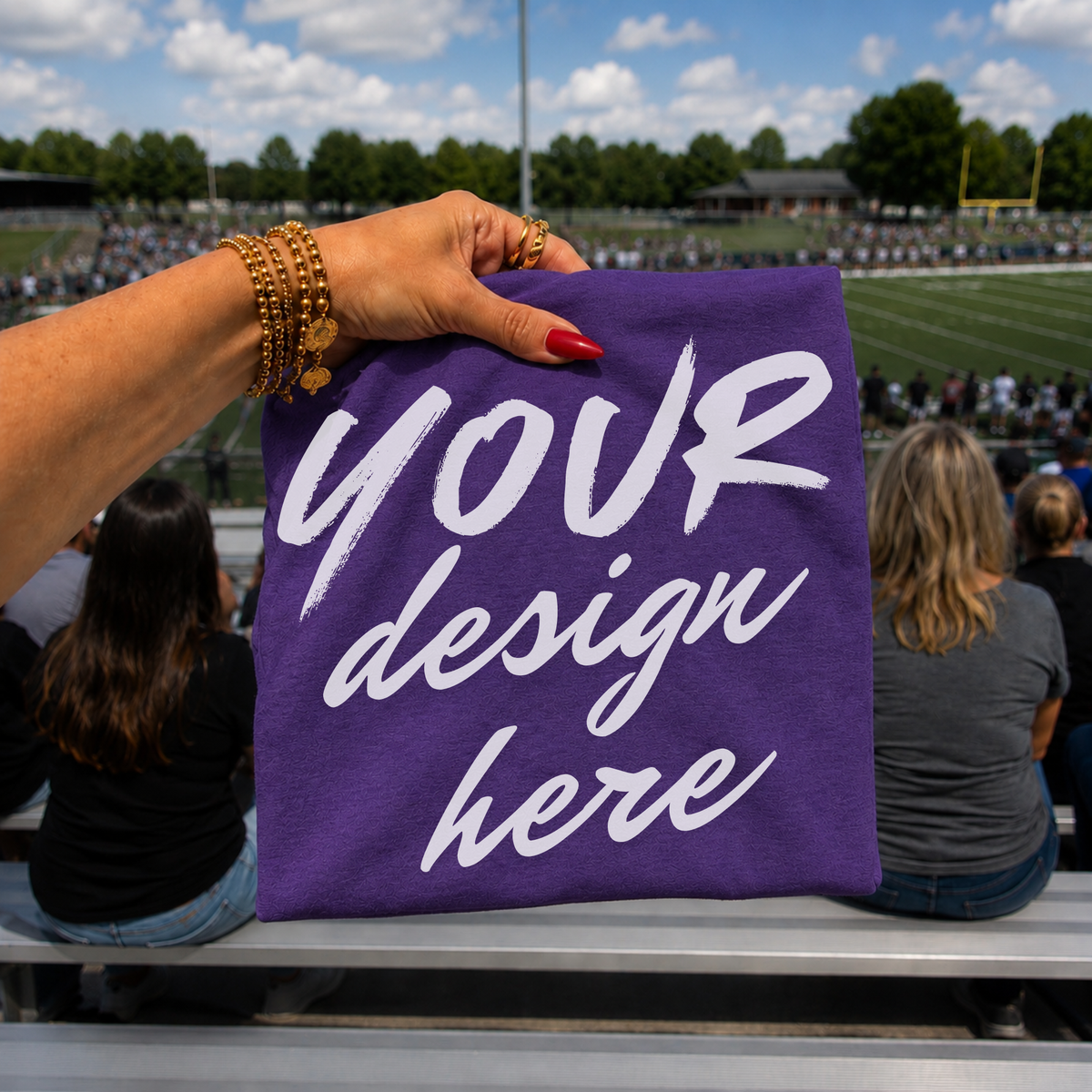 Game Day Sports Flatlay Mockup, Gildan G500 Purple