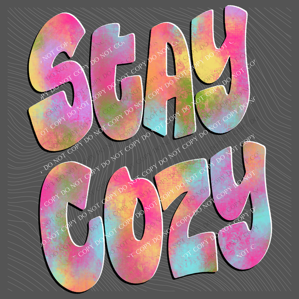 Stay Cozy Retro Shadow Water Colors Digital Design, PNG