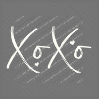 XoXo Script Hearts in Off-white Digital Design, PNG