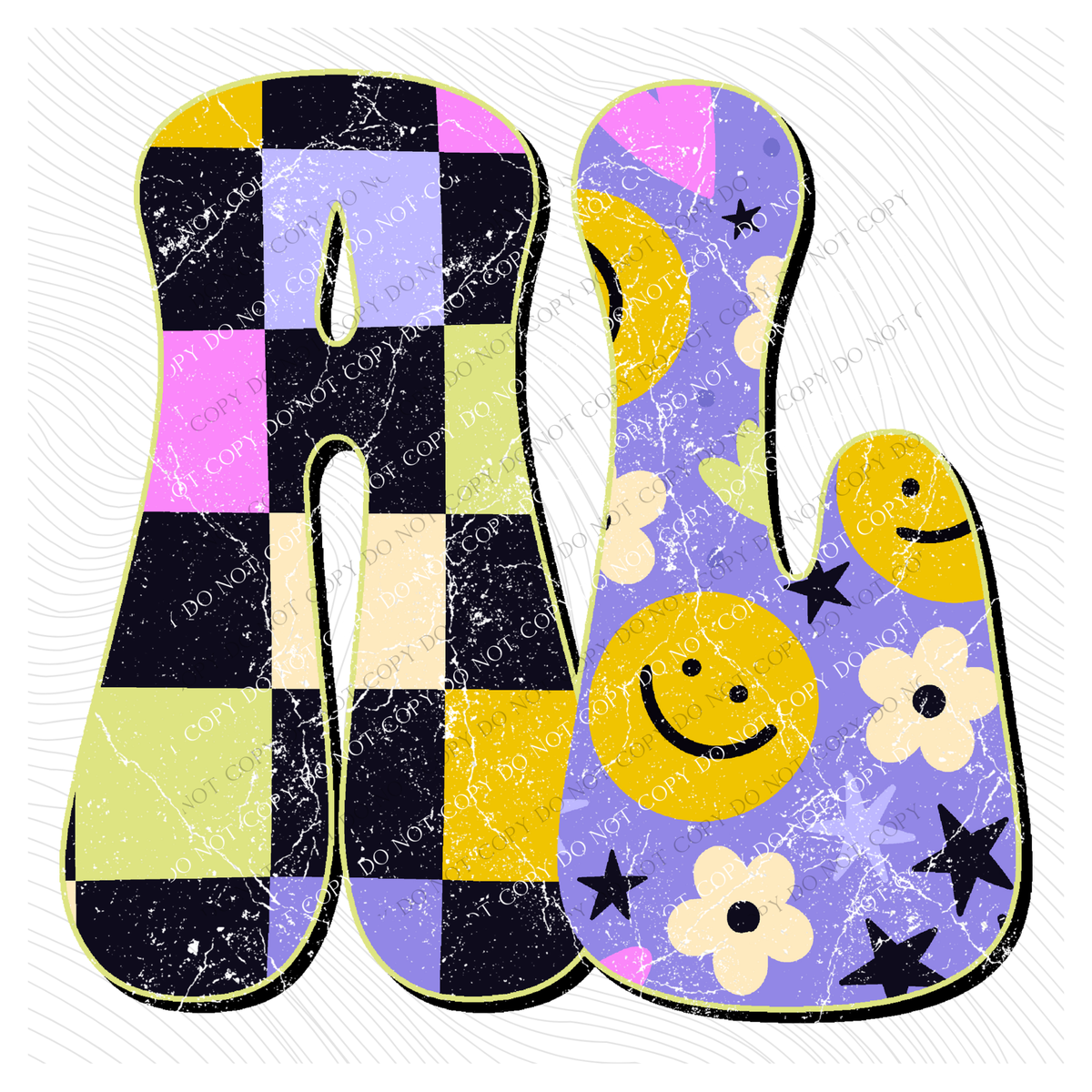 AL Alabama Groovy Happy Neon Checkers Digital Design, PNG