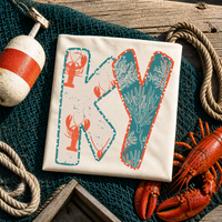 KY Kentucky  Lobster Coral Reef Polka Dot Outline Digital Design, PNG
