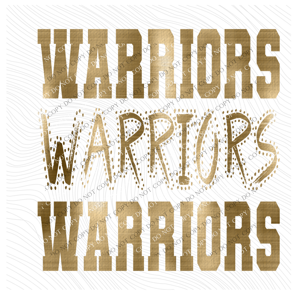 Warriors Varsity Polka Dot Texture Foil Gold Digital Design, PNG