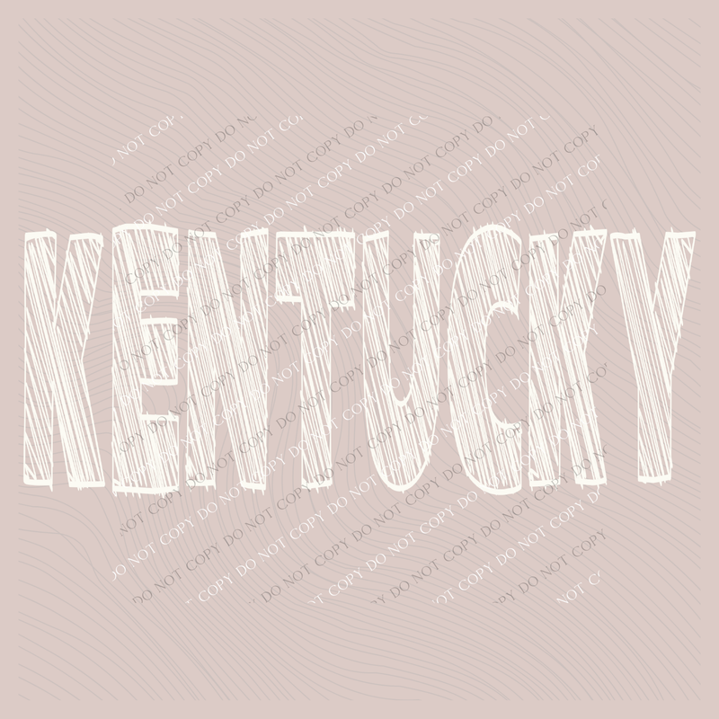 Kentucky Scribble in Cream White Digital Design, PNG