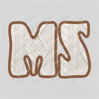 Mississippi MS Sweater Patch in Cream & Brown Digital Design, PNG
