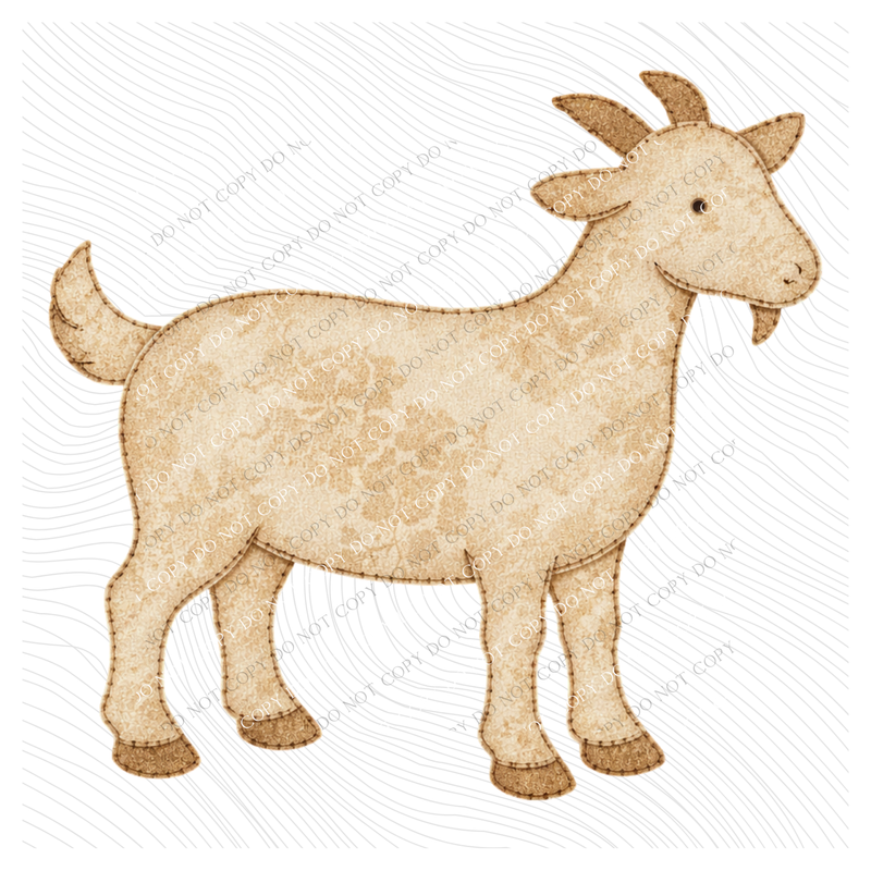 Goat Vintage Floral Faux Patch Digital Design, PNG