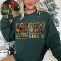 Merry Glitter & Plaid Digital Download, PNG