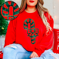 Candy Cane Green Plaid & Glitter Digital Download, PNG