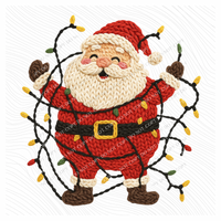 Jolly Santa with Lights Knitted Digital Download, PNG