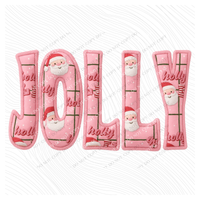 Jolly Pink 3D Embroidered Plush Christmas Digital Design, PNG