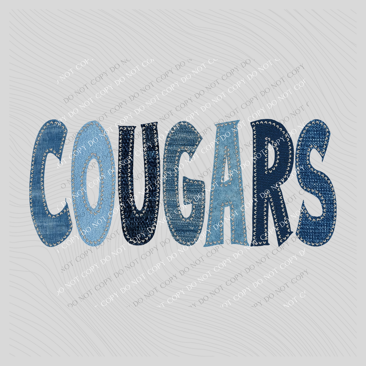 Cougars Denim Patch Stitched Digital Design, PNG
