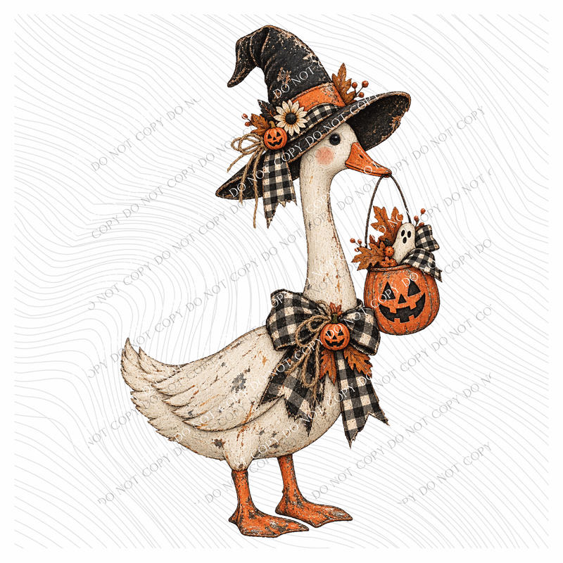 Halloween Goose Vintage Sketch Digital Design, PNG
