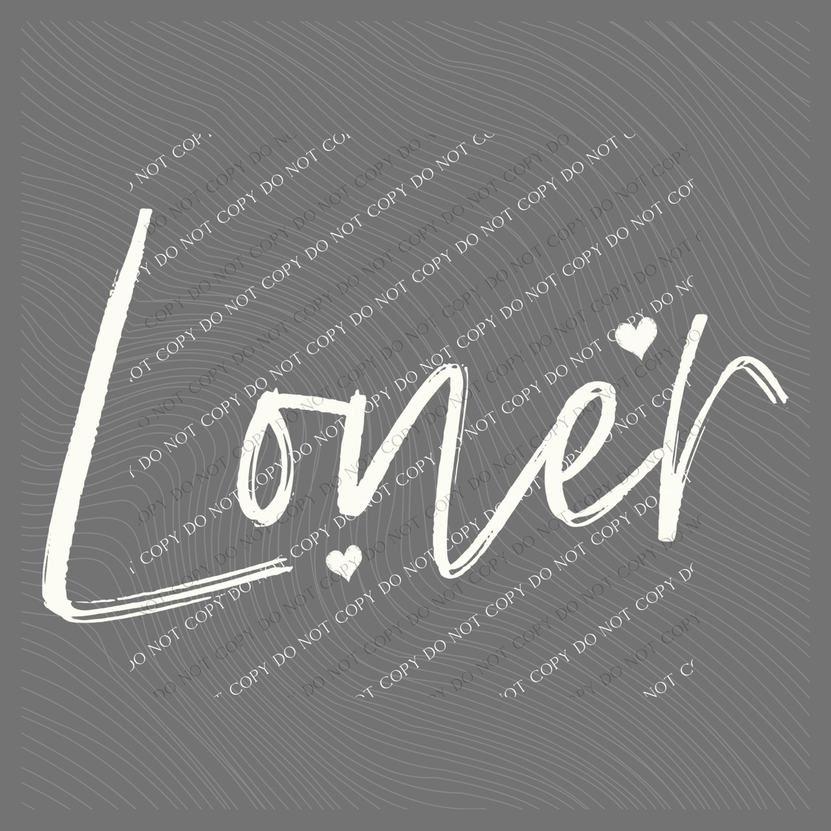 Loner Sketched Script Hearts in Off-white Digital Design, PNG