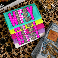Wifey Leopard Glitter, Gingham & Dot in Bright Pink Digital Design, PNG