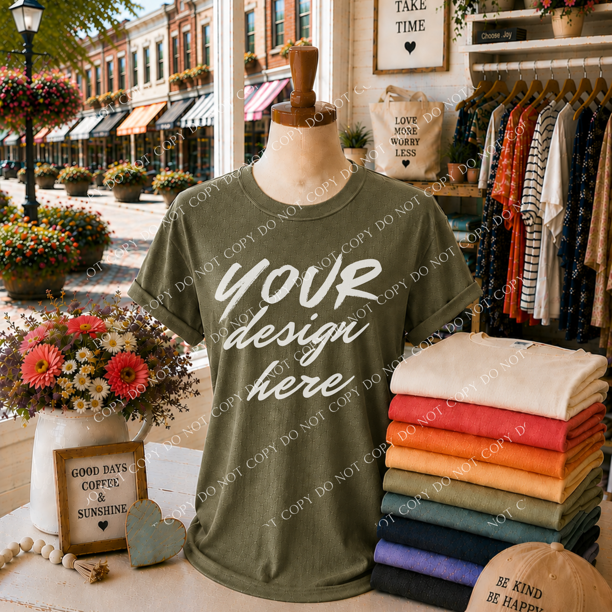 Blank Everyday Boutique Mockup, Comfort Colors 1717 Hemp