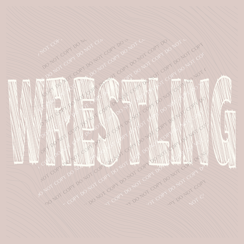 Wrestling Scribble in Cream White Digital Design, PNG