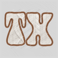 Texas TX Sweater Patch in Cream & Brown Digital Design, PNG
