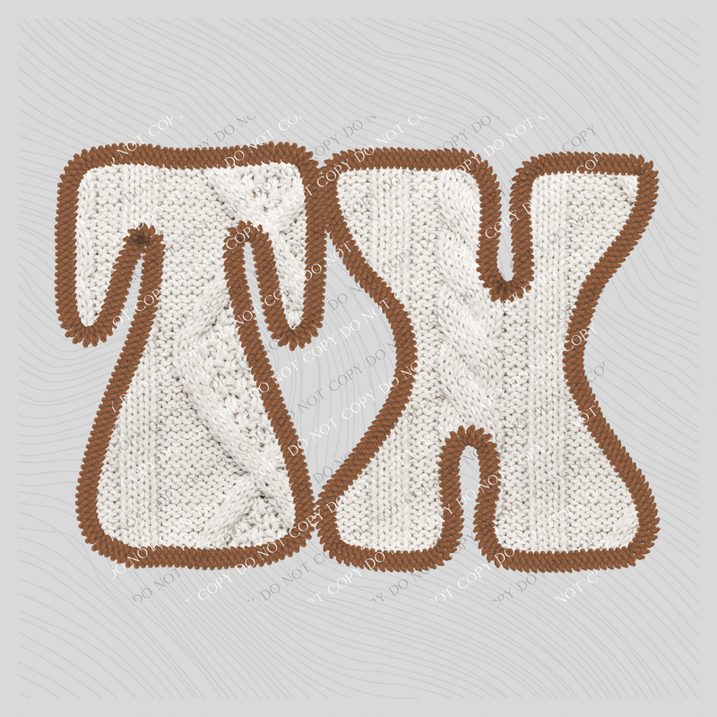 Texas TX Sweater Patch in Cream & Brown Digital Design, PNG