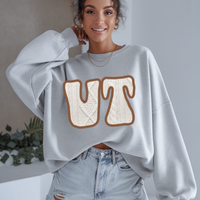 Vermont VT Sweater Patch in Cream & Brown Digital Design, PNG