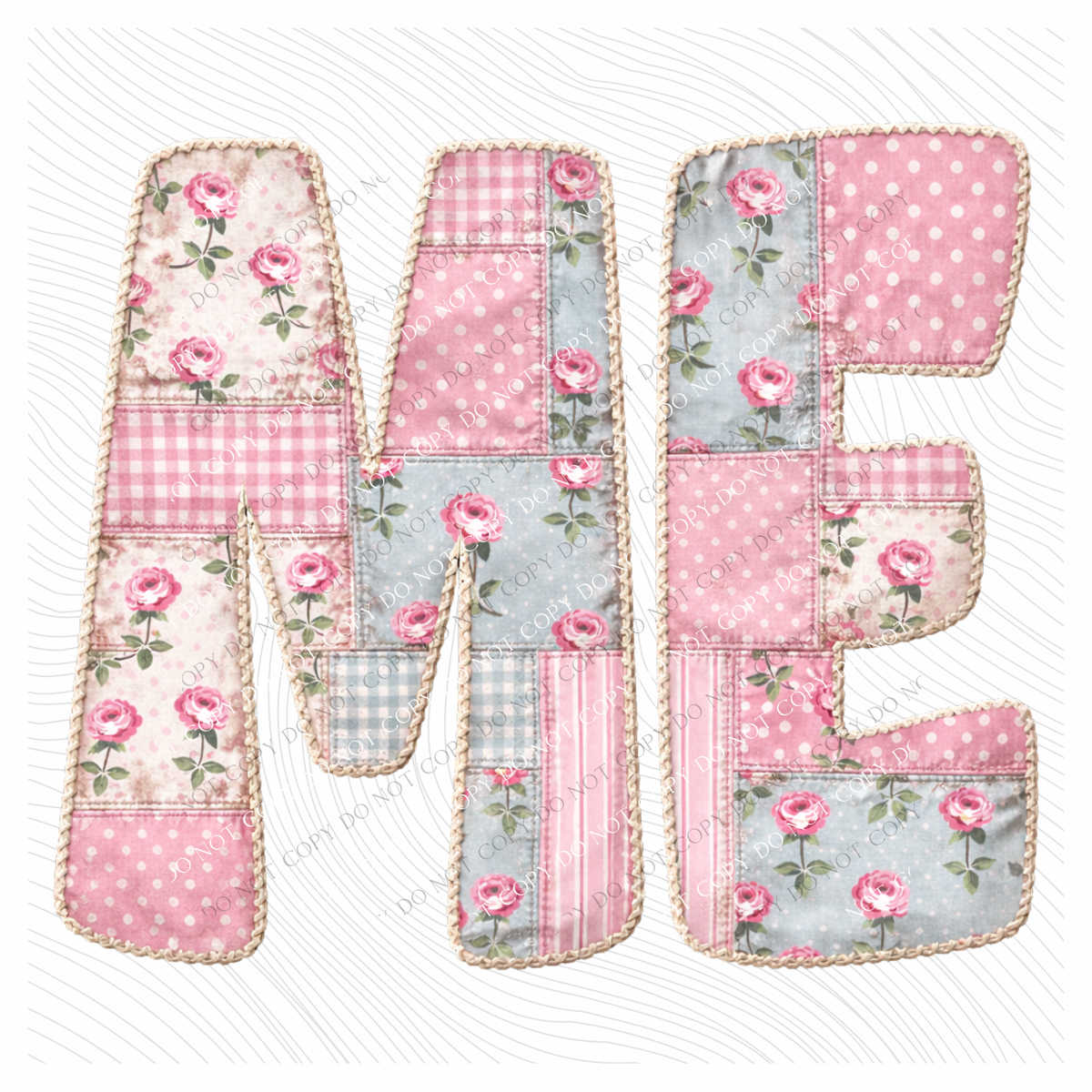 ME Maine Quilted Dainty Floral Digital Design, PNG