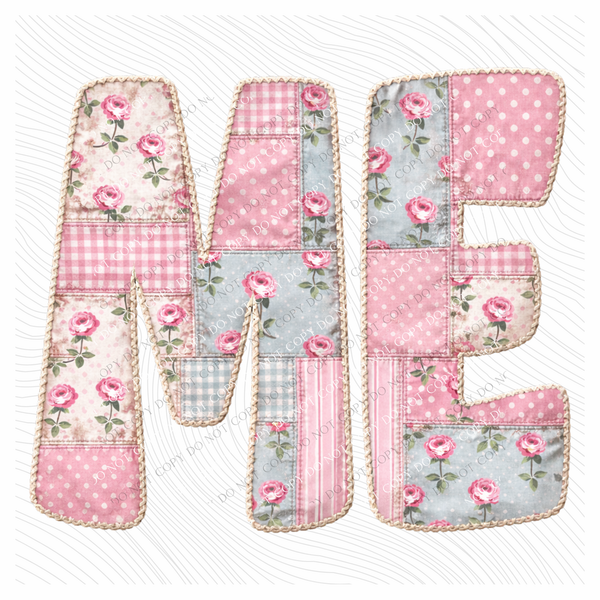 ME Maine Quilted Dainty Floral Digital Design, PNG