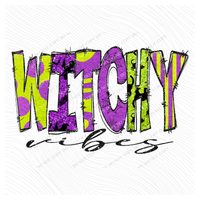 Witchy Vibes Glitter & Felt Patch in Green & Purple Digital Design, PNG Only