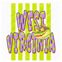 West Virginia Alligator Polka Dots and Stripes Digital Design, PNG