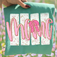 Meme Floral Distressed Stripes, Glitter & Bow Coquette Digital Design, PNG