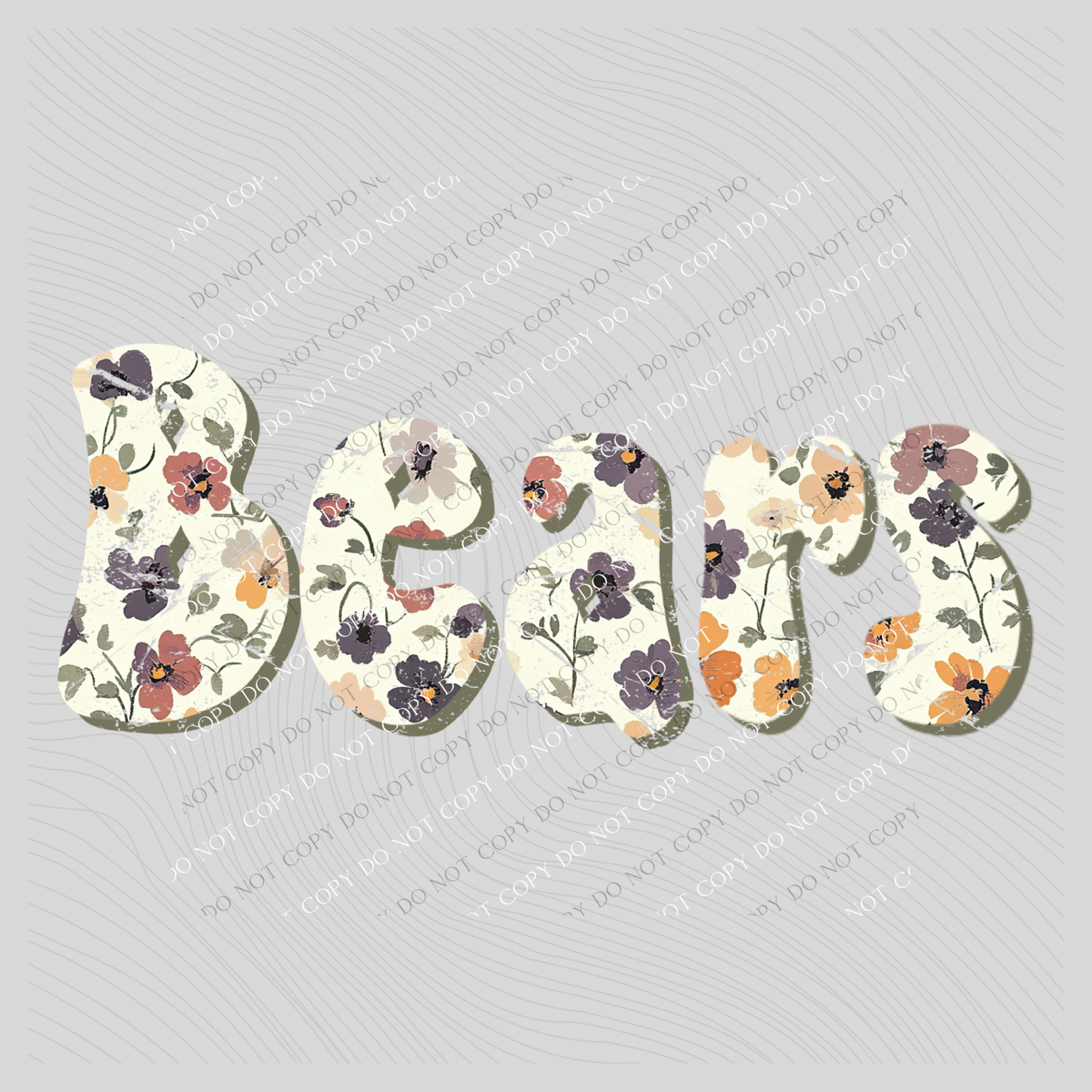 Bears Floral Retro Shadow Distressed Digital Design, PNG