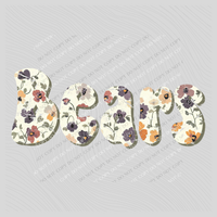 Bears Floral Retro Shadow Distressed Digital Design, PNG