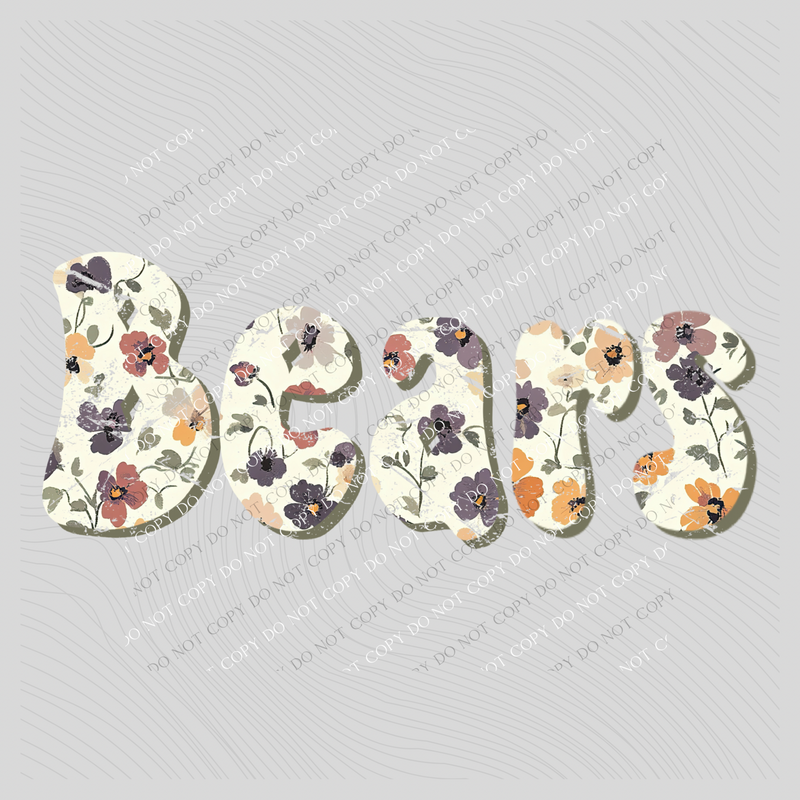 Bears Floral Retro Shadow Distressed Digital Design, PNG