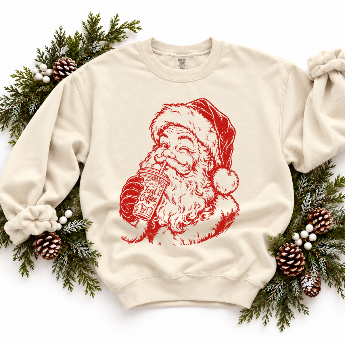 Iced Coffee Santa Digital Design, PNG