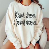 Blessed, stressed & football obsessed Script in Black Digital Download, PNG