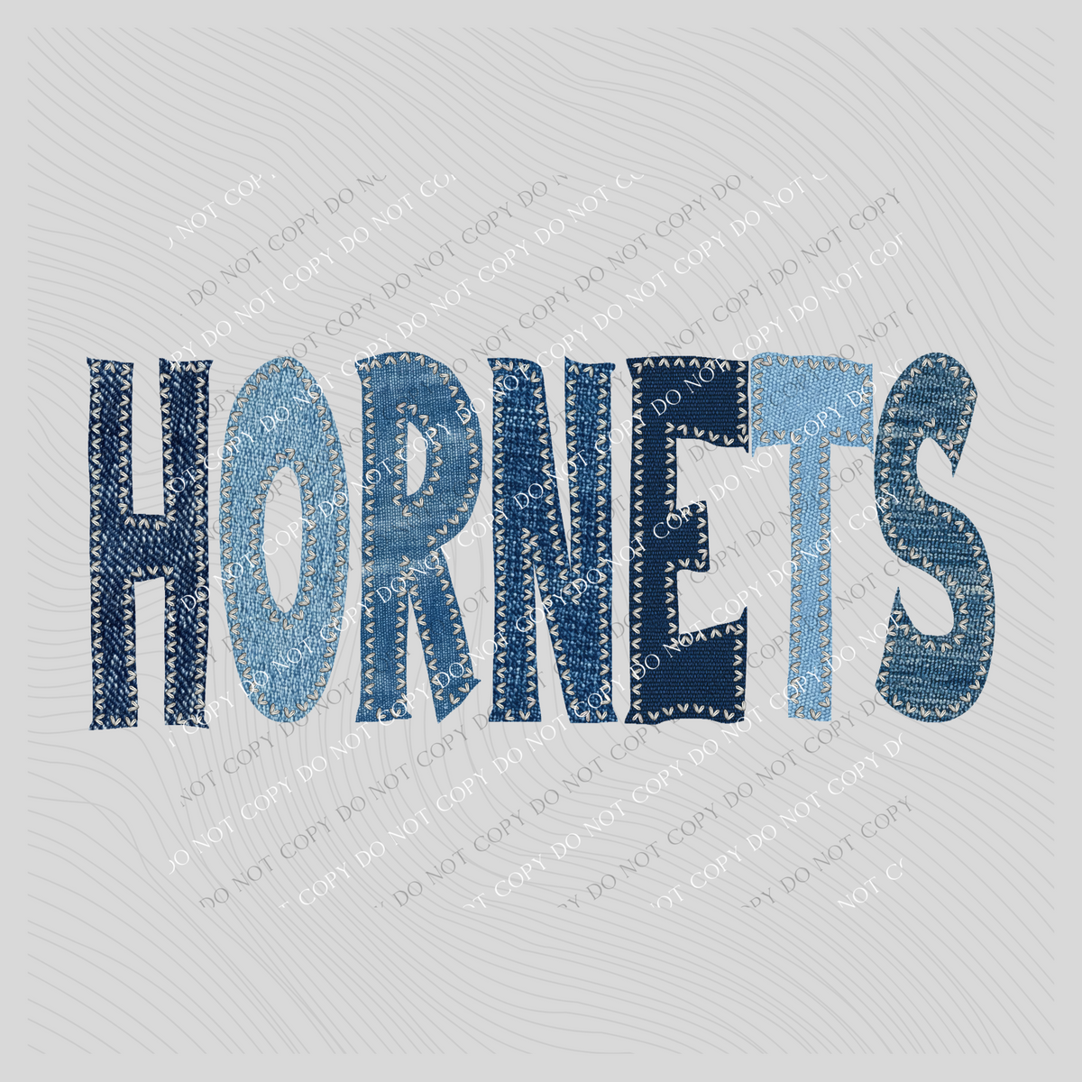 Hornets Denim Patch Stitched Digital Design, PNG