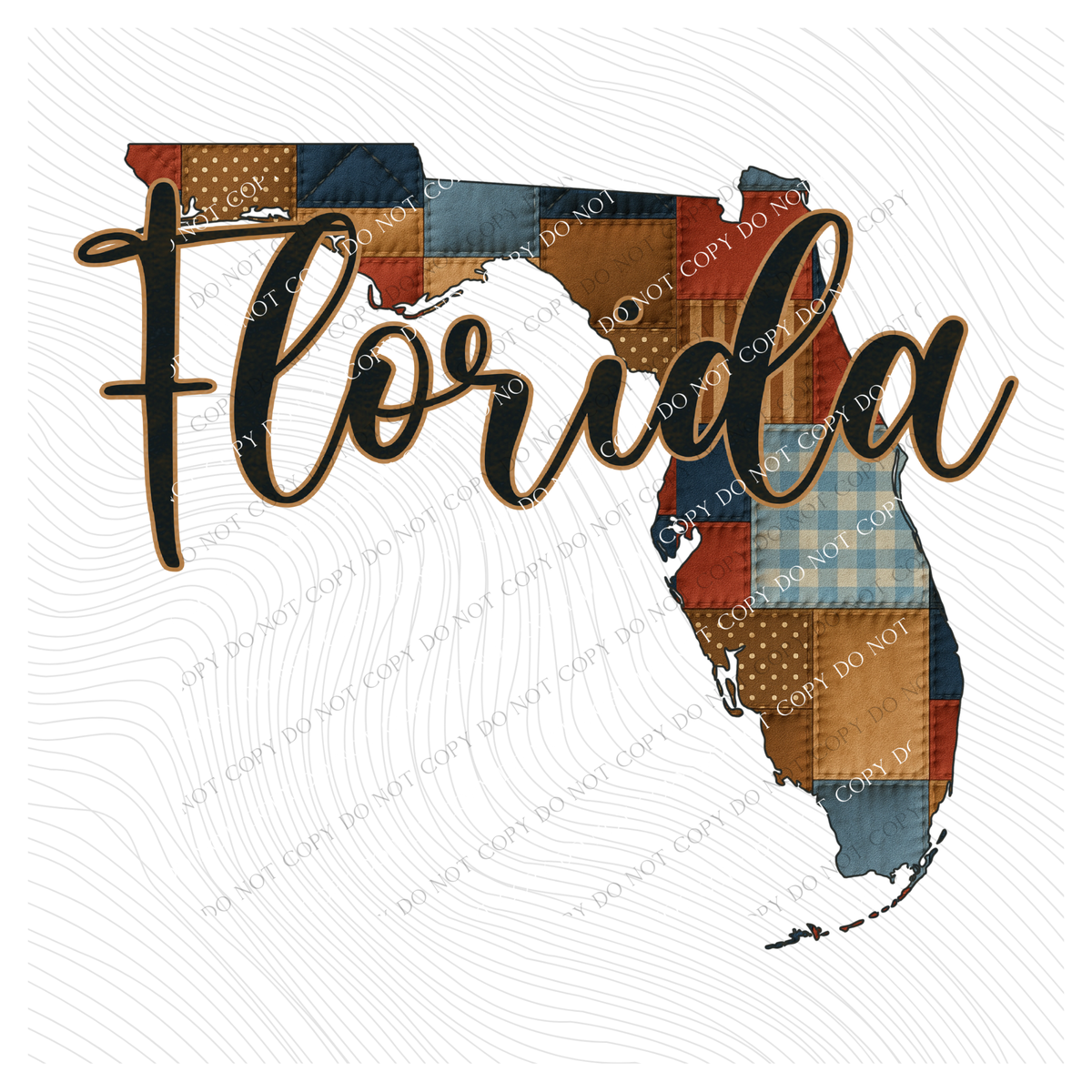 Florida Quilted Script State Digital Design, PNG